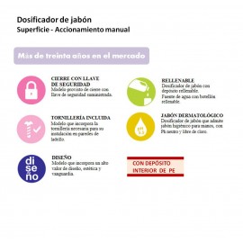 DJ0090C | Dosificador de jabón manual de superficie