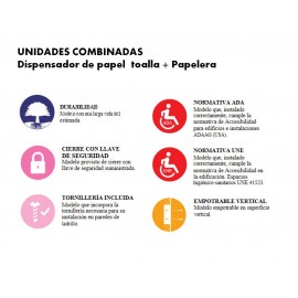DTE0010CS | Dispensador papel toalla y papelera | Empotrado